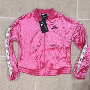 Nike Pink Bomber Jacket with Luxe Velvet Finish
